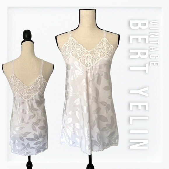Bert Yelin Vintage Lingerie Iridescent Leaf Print Slip sz L - Picture 1 of 13